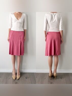 Golden Goose pink silk midi skirt